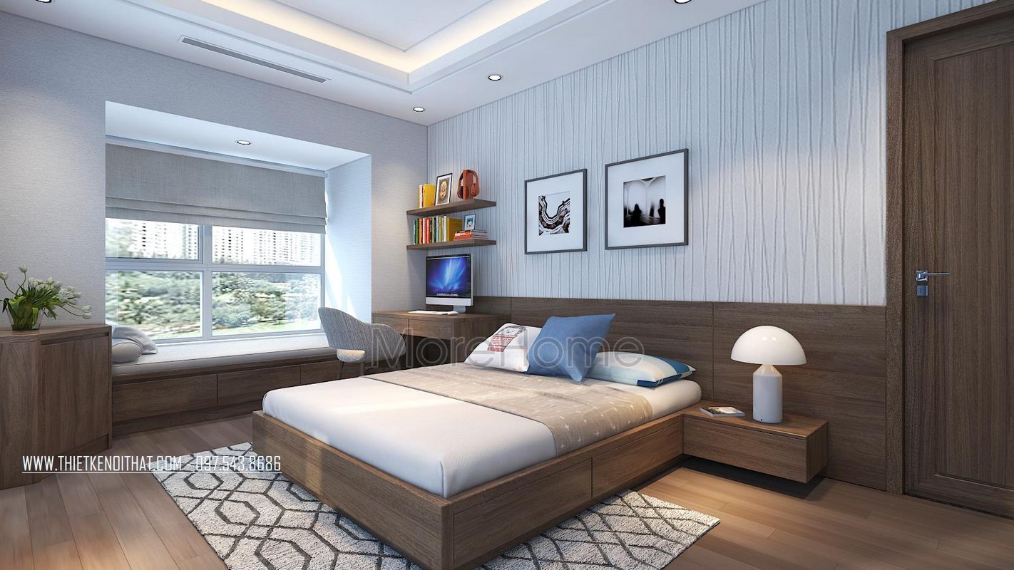 Thiết kế nội thất phòng ngủ chung cư hiện đại N05 Hoàng Đạo Thúy